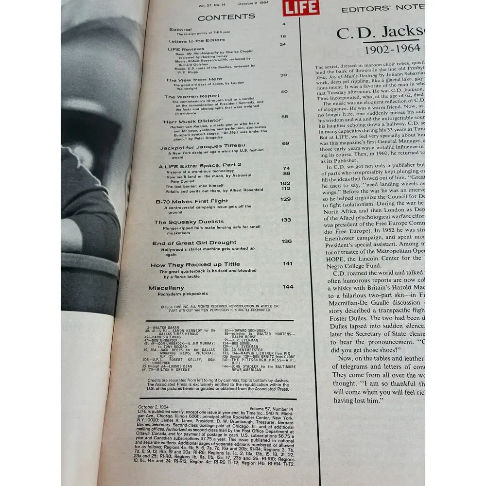 Life Magazine The Warren Report 10/2/64 Assassination of JFK Original V56 #14